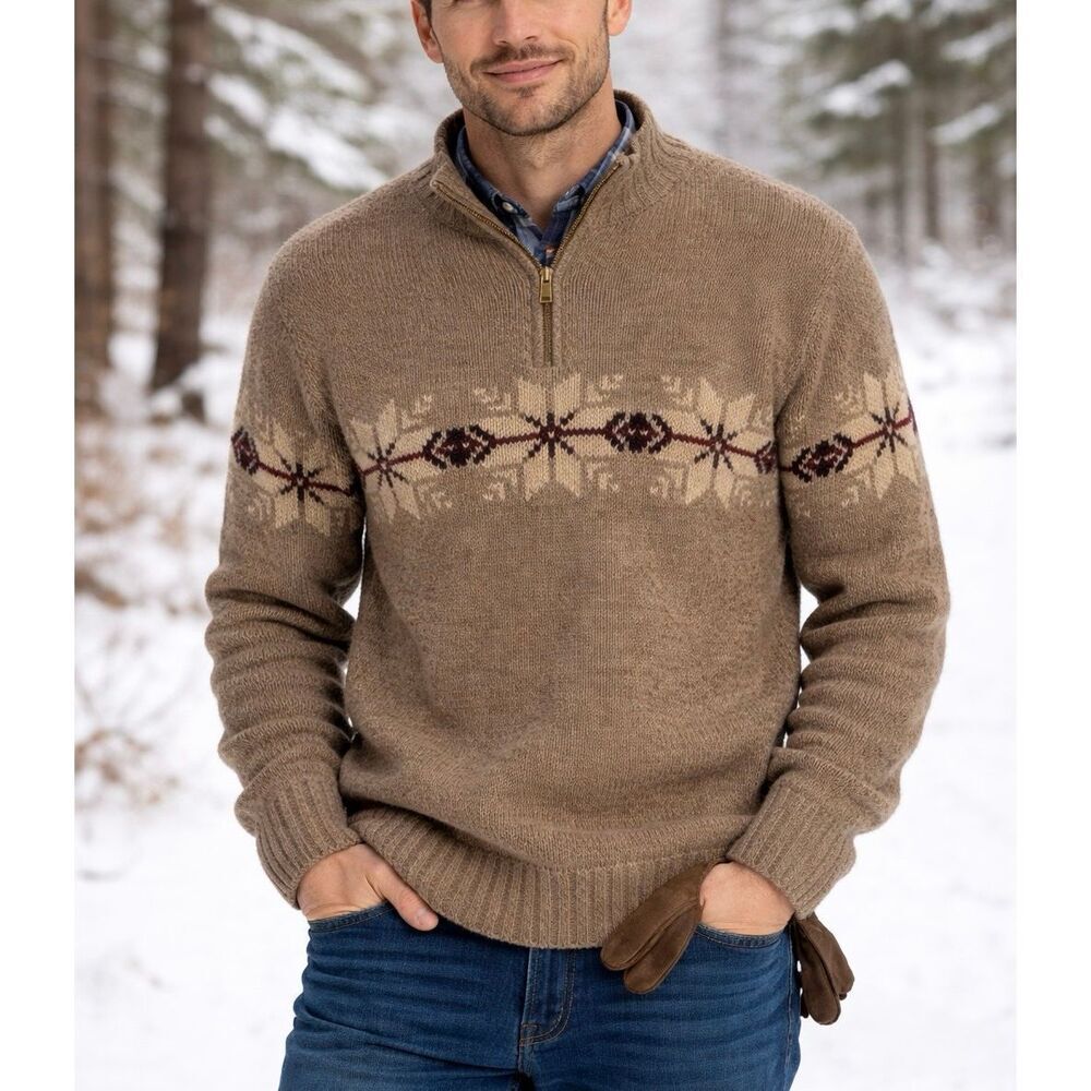 vintage Eddie Bauer Legend 100% wool snowflake cottage core sweater XL